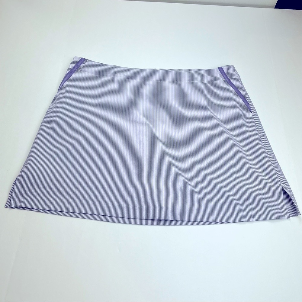 Lady Hagen Womens Size 14 Purple White Seersucker Skort Golf Preppy Athletic‎